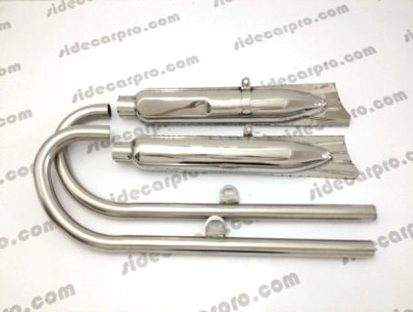 cj750 parts m72 k750 stainless steel fishtail muffler with exhaust pipes